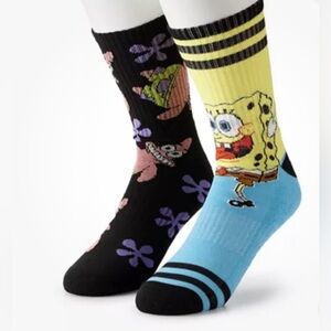 Sponge Bob and Patrick Socks Two Pair Men’s One Size Crew Length